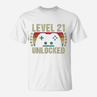 Gaming Vintage 21st Birthday Gift 21 Years Old T-Shirt - Seseable