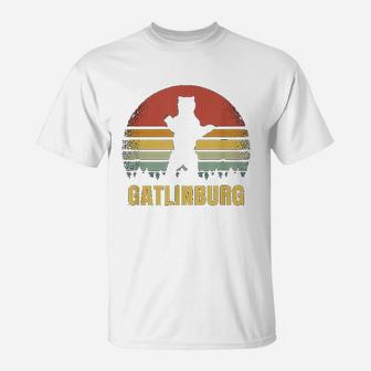 Gatlinburg Tennessee Vintage Bear Tn Distressed 80s Sunset T-Shirt - Seseable