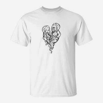 Gehirn-Herz Illustration T-Shirt Herren, Schwarz-Weiß Design - Seseable