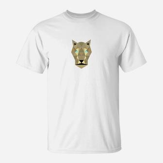 Geometrisches Katzenkopf T-Shirt für Herren, Modernes Tiermotiv - Weiß - Seseable