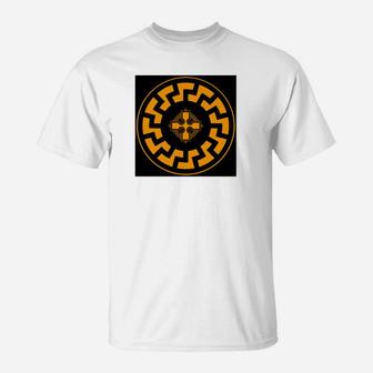 Geometrisches Muster Herren T-Shirt in Schwarz und Gelb, Trendy Tee - Seseable