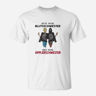 Geschwister T-Shirt mit Humor, Nicht meine Blut- sondern Apfelschwester - Seseable