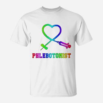 Gift For Phlebotomist Phlebotomy Butterfly Needle Heart T-Shirt - Seseable