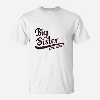 Girls Big Sister Est 2020 Sibling Gifts Infant Girls Fitted T-Shirt - Seseable