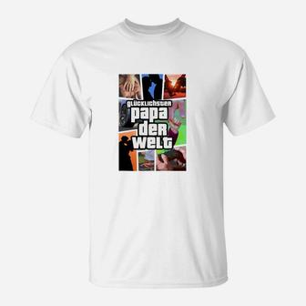 Glücklichster Papa T-Shirt mit Fotocollage, Design für Vatertag - Seseable