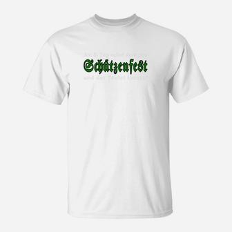 Glücksfest T-Shirt in Weiß mit grünem Schriftzug, Festmode - Seseable