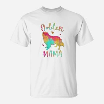 Golden Mama Colorful Golden Retriever Gifts Dog Mom T-Shirt - Seseable