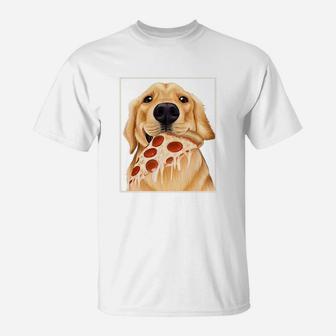 Golden Retriever Eating Pizza Dog With A Slice Of Pizza T-Shirt - Seseable