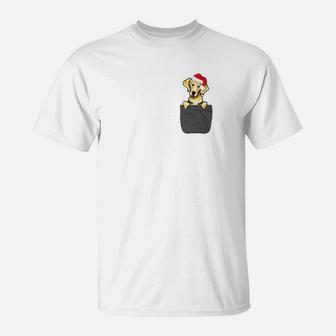 Golden Retriever Santa Hat In Your Pocket Christmas Gift T-Shirt - Seseable
