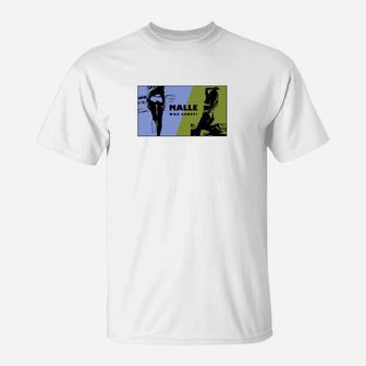 Grafikdesign T-Shirt mit modernem Kunst-Aufdruck, Weiß - Seseable