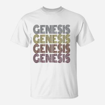 Graphic First Name Genesis Retro Pattern Vintage Style T-Shirt - Seseable