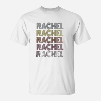 Graphic First Name Rachel Retro Pattern Vintage Style T-Shirt - Seseable