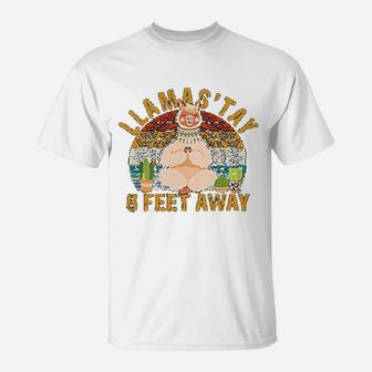 Graphics Llamastay 6 Feet Away Llama Namaste Yoga T-Shirt - Seseable