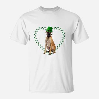 Great Dane Heart Paw Leprechaun Hat Irish St Patricks Day Gift For Dog Lovers T-Shirt - Seseable