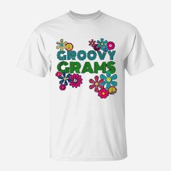 Groovy Grams Grandmother Hippie Flower T-Shirt - Seseable