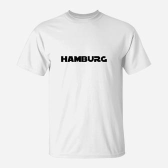 Hamburg-Schriftzug Klassisches T-Shirt in Weiß, Souvenir Design Tee - Seseable