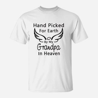 Hand Picked For Earth By My Grandpa Grandma In Heaven Boy Girl T-Shirt - Seseable