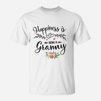 Happiness Is Being A Granny Flower Grandma T-Shirt - Seseable