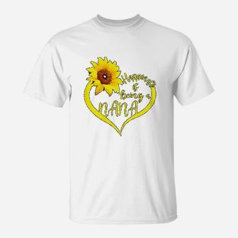 Happiness Is Being A Nana Sunflower Lover Grandma T-Shirt - Seseable