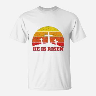 He Is Risen Easter Sunset Jesus Christ Is Risen Resurrection Easter Day T-Shirt - Seseable