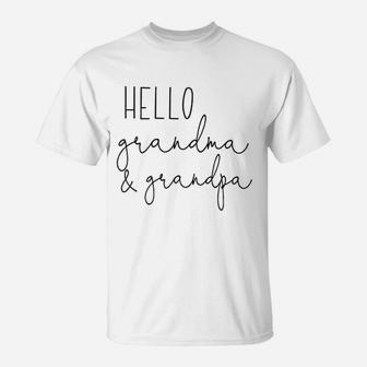 Hello Grandma And Grandpa Announcement Gifts T-Shirt - Seseable