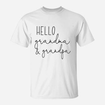 Hello Grandma And Grandpa Pregnancy Announcement Gifts T-Shirt - Seseable