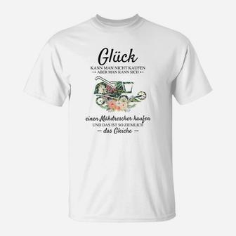 Herren T-Shirt Glück & Motorrad, Blumenmotiv Spruch-Shirt - Seseable