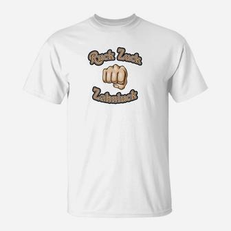 Herren T-Shirt mit faust motivierendem Aufdruck, Rock Zock Zockerleben - Seseable