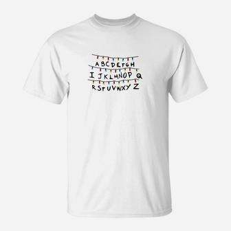 Herren T-Shirt mit Ouija-Brett Design, Alphabet Motiv Tee - Seseable