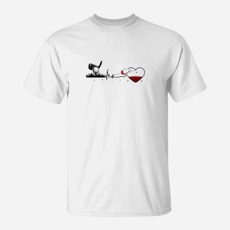 Herren T-Shirt, Wein & Musik Herzschlag Design - Seseable