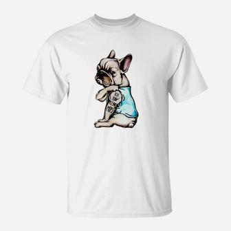 Hipster Französische Bulldogge T-Shirt, Modisches Haustier Motiv Shirt - Seseable