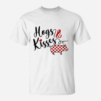 Hogs And Kisses Farm Polka Dots Pig Lover Piggie Mom T-Shirt - Seseable