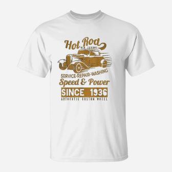 Hot Rod Vintage Old School Race Car T-Shirt - Seseable