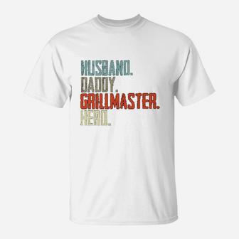 Husband Daddy Grillmaster Hero, best christmas gifts for dad T-Shirt - Seseable