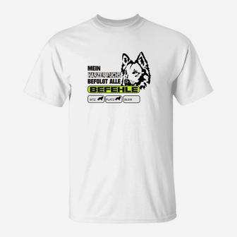 Husky Herren T-Shirt Mein Hund Befiehlt, Lustiges Motiv-Shirt - Seseable