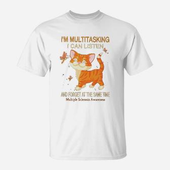 I Am Multitasking I Can Listen Cat Lovers T-Shirt - Seseable