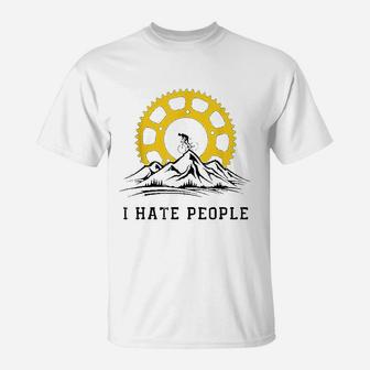 I Hate People Cycling Downhill Mountain Biking T-Shirt - Seseable