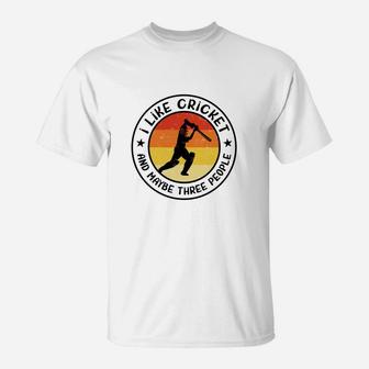 I Like Cricket And Maybe Three People Cricket Retro Sunset 70s Vintage T-Shirt | Seseable UK