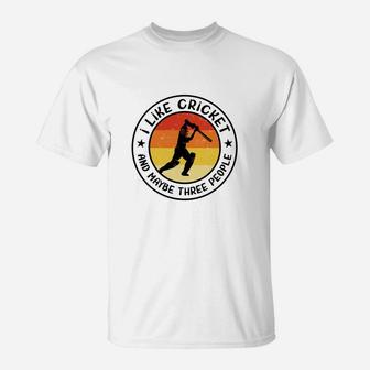 I Like Cricket And Maybe Three People Cricket Retro Sunset 70s Vintage T-Shirt - Seseable