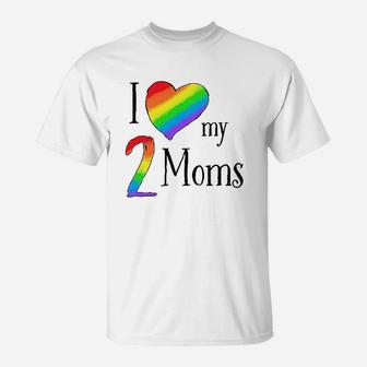 I Love My 2 Moms- Pride Rainbow Heart Baby T-Shirt - Seseable