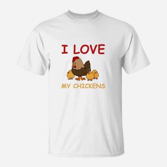 I Love My Chickens T-Shirt mit Cartoon-Hühnern für Geflügelliebhaber - Seseable