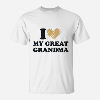 I Love My Great Grandma Grandparents A Boy Girl T-Shirt - Seseable
