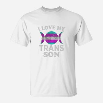 I Love My Transgender Son Proud Dad Mom Gay Pride Trans Moon T-Shirt - Seseable