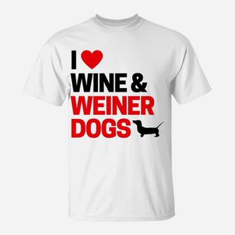 I Love Wine Weiner Dogs For Wine Drinkers T-Shirt - Seseable