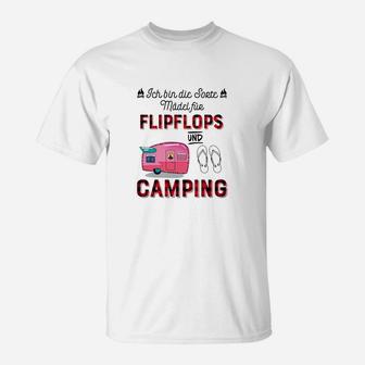 Ich bin die coole Tante Camping & Flipflops T-Shirt für Sommer - Seseable