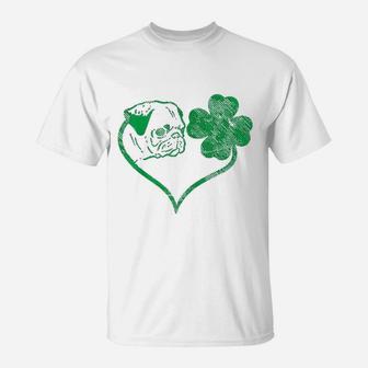 Irish Pug Face Shamrock Clover St Patricks Day T-Shirt - Seseable