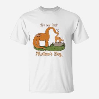 Its Our 1st Mothers Day Brontosaurus Family T-Shirt - Seseable