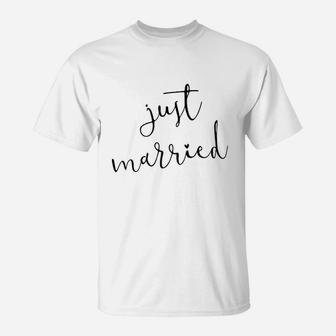Just Married Gift For Bride Honeymoon Wedding T-Shirt - Seseable