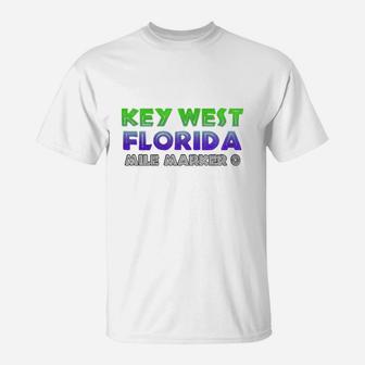 Key West Florida Mile Marker Zero Souvenir T-Shirt - Seseable