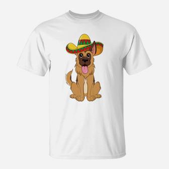 Kids Cinco De Mayo German Shepherd Dog Sombrero T-Shirt - Seseable